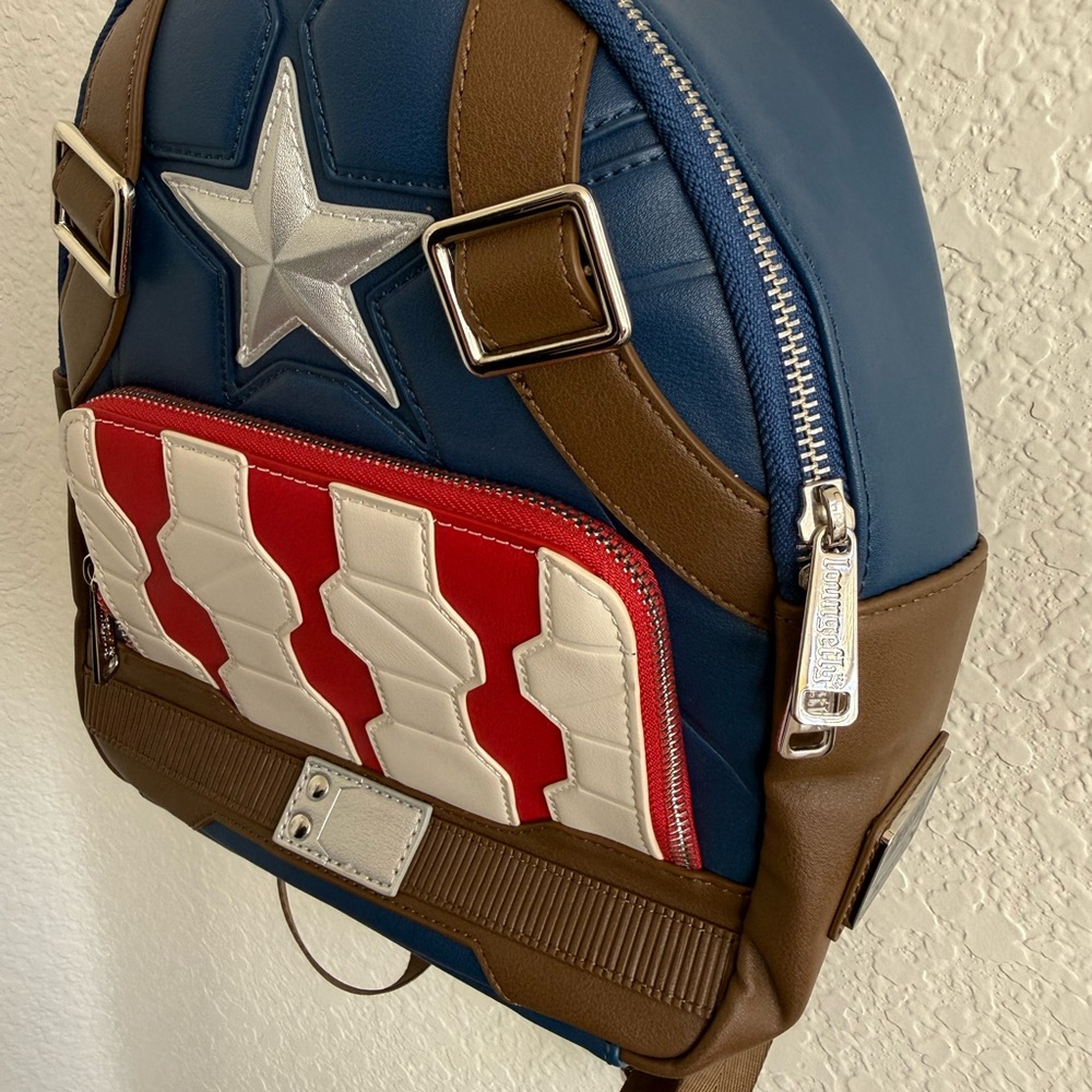 RARE Loungefly Marvel Captain America Cosplay Mini Backpack Avengers Shield Bag - Picture 5 of 12